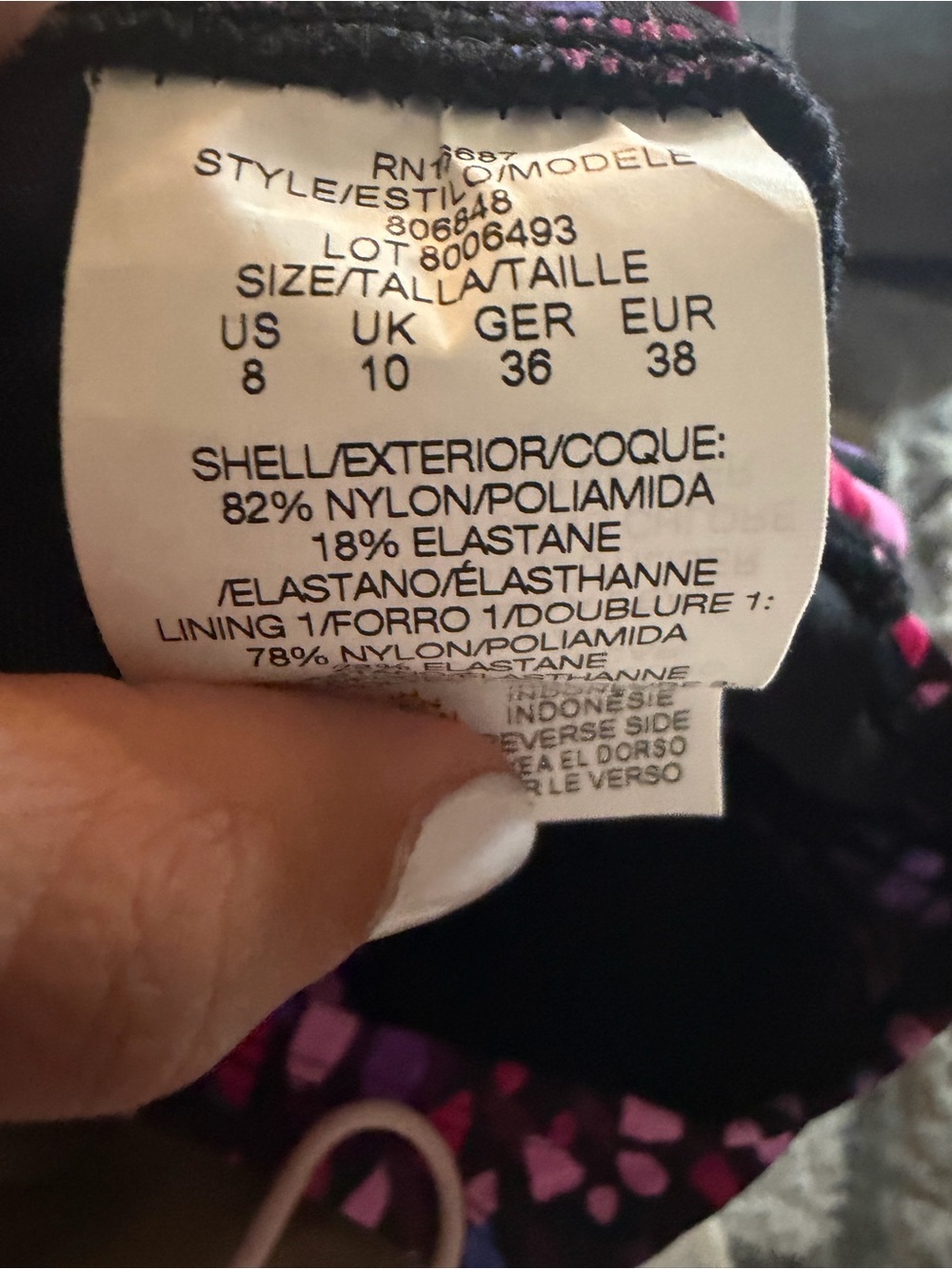 Swim Solutions Swim Dress Pink and Purple Multicolor Swimsuit - Picture 10 of 10